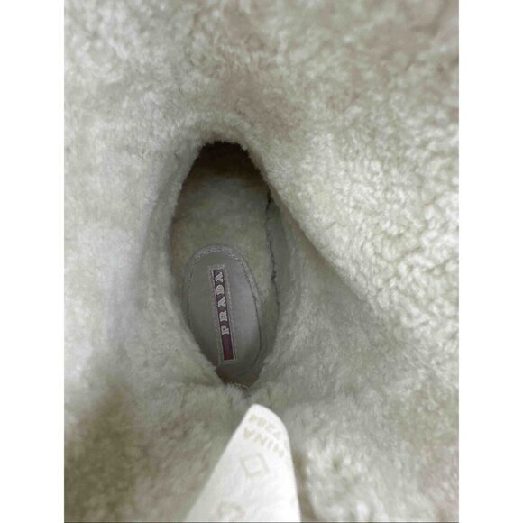 Prada Women's Calzature Donna Montone Fango Suede Sherpa Boots EU 37.5 / US 7 - Picture 14 of 17
